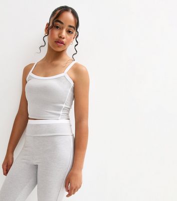 Girls Grey Contrast Piping Flared Trousers