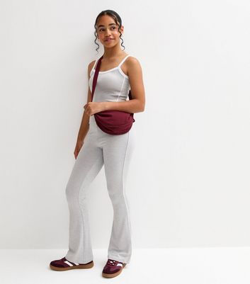 Girls Grey Contrast Piping Flared Trousers 3 Girls Grey Contrast Piping Flared Trousers