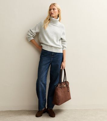 Light Grey Rib Roll Neck Jumper 3 Light Grey Rib Roll Neck Jumper