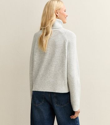 Light Grey Rib Roll Neck Jumper 4 Light Grey Rib Roll Neck Jumper