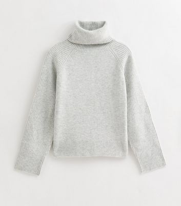 Light Grey Rib Roll Neck Jumper 5 Light Grey Rib Roll Neck Jumper