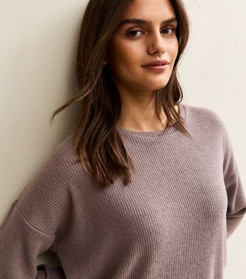 Mink Brushed Ribbed Top