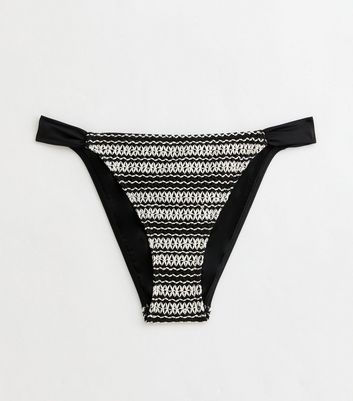 Black Crochet Striped Bikini Bottoms 5 Black Crochet Striped Bikini Bottoms