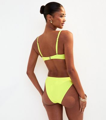 Bright Yellow Popcorn Stitch Bikini Top
