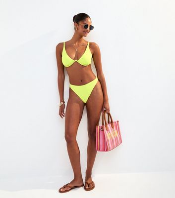 Bright Yellow Popcorn Stitch Bikini Top