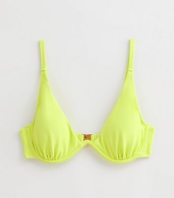 Bright Yellow Popcorn Stitch Bikini Top