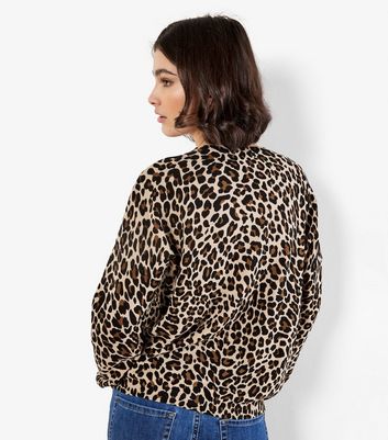 Apricot Brown Leopard Print Fine Knit Jumper