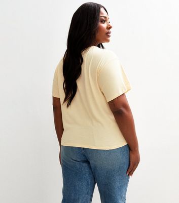 Curves Light Yellow Tie Front Tee