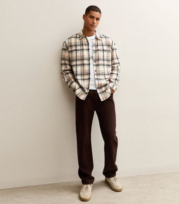 Cream Oversized Checked Long Sleeve Overshirt 3 Cream Oversized Checked Long Sleeve Overshirt