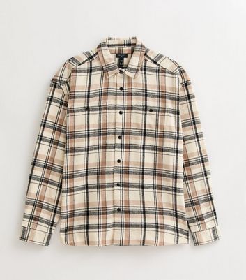 Cream Oversized Checked Long Sleeve Overshirt 5 Cream Oversized Checked Long Sleeve Overshirt
