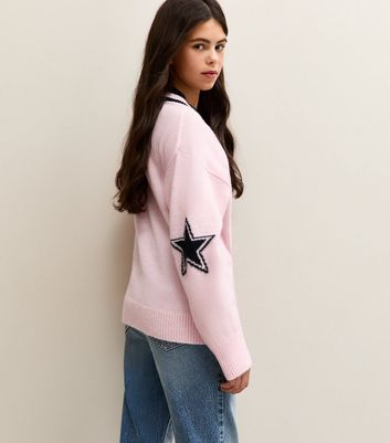 Girls Pink 95 New York V-Neck Jumper