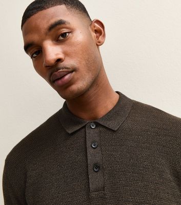 Jack & Jones Dark Brown Long Sleeve Polo Jumper