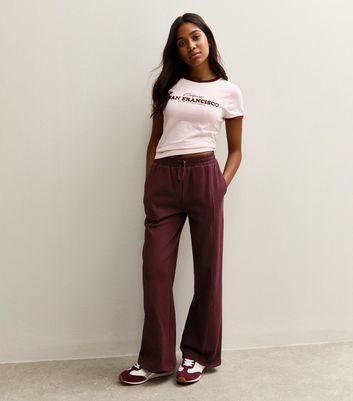 Girls Burgundy Seam Detail Wide Leg Joggers 3 Girls Burgundy Seam Detail Wide Leg Joggers