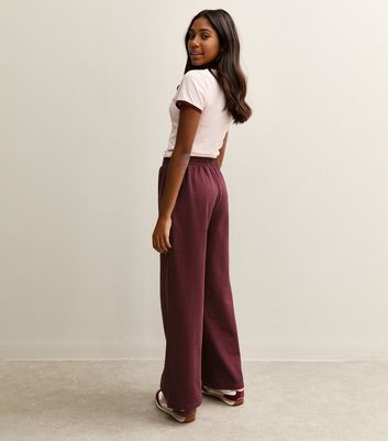 Girls Burgundy Seam Detail Wide Leg Joggers 6 Girls Burgundy Seam Detail Wide Leg Joggers