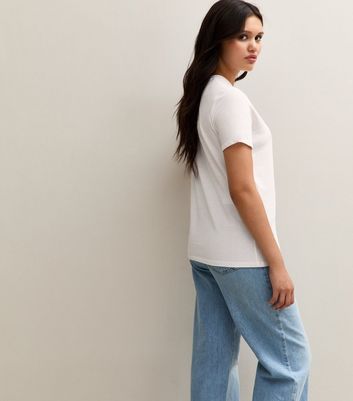 White Hibiscus Print T-Shirt