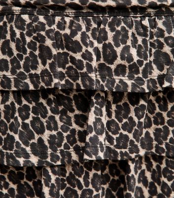 Girls Brown Leopard Print Jersey Rara Skort 5 Girls Brown Leopard Print Jersey Rara Skort