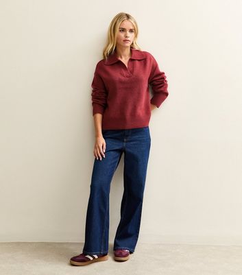 Petite Red Midweight Polo Jumper 3 Petite Red Midweight Polo Jumper