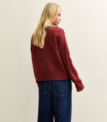 Petite Red Midweight Polo Jumper 4 Petite Red Midweight Polo Jumper