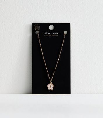 18ct Gold Plated Initial E Flower Necklace 3 18ct Gold Plated Initial E Flower Necklace