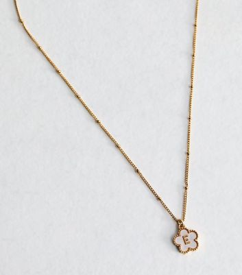 18ct Gold Plated Initial E Flower Necklace 4 18ct Gold Plated Initial E Flower Necklace