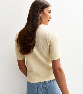 Light Yellow Short Sleeve Midweight Knit T-Shirt