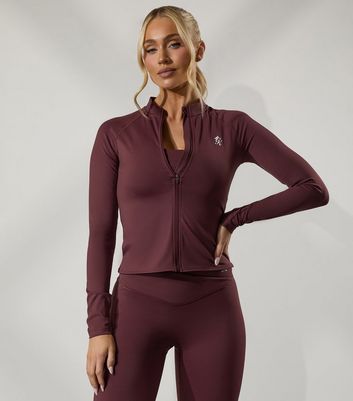 Gym King 365 Burgundy Full Zip Funnel Neck Track Top