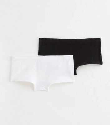 Girls Pack of 2 Black and White Ribbed Seamless Shorts