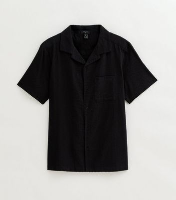 Black Relaxed Seersucker Short Sleeve Shirt 5 Black Relaxed Seersucker Short Sleeve Shirt