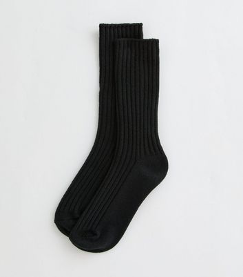 Black Ribbed Lounge Socks