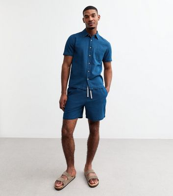 Blue Regular Drawstring Waist Denim Shorts 5 Blue Regular Drawstring Waist Denim Shorts