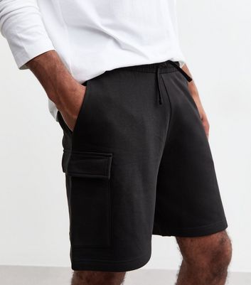 Black Regular Cargo Pocket Jersey Shorts 3 Black Regular Cargo Pocket Jersey Shorts