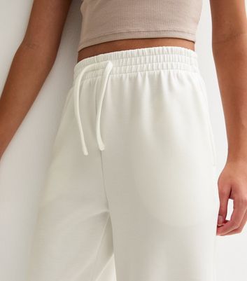 Girls Cream Soft Touch Wide Leg Joggers