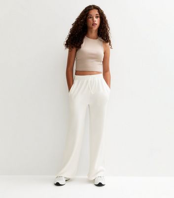 Girls Cream Soft Touch Wide Leg Joggers 3 Girls Cream Soft Touch Wide Leg Joggers