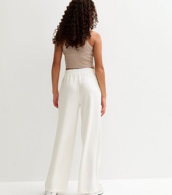 Girls Cream Soft Touch Wide Leg Joggers 4 Girls Cream Soft Touch Wide Leg Joggers