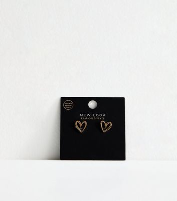 18ct Gold Plated Heart Stud Earrings