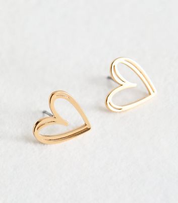 18ct Gold Plated Heart Stud Earrings