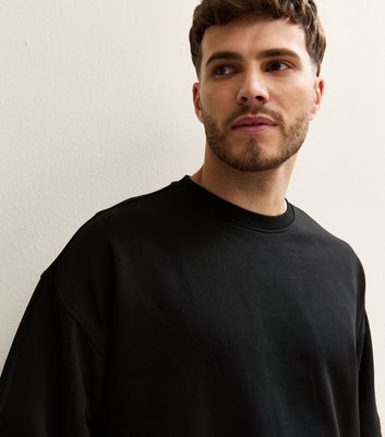 Black Oversized Crew Neck Sweatshirt