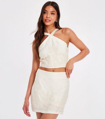 QUIZ Stone Woven Skirt