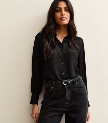 Black Faux Leather Croc Embossed Skinny Belt