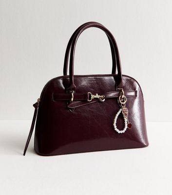 Dark Burgundy Enamel Heart Bag Charm