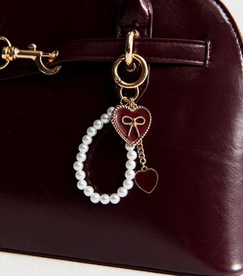 Dark Burgundy Enamel Heart Bag Charm