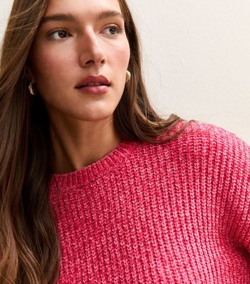 Sunshine Soul Bright Pink Chenille Crew Neck Jumper
