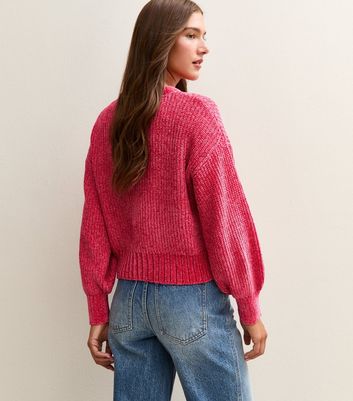 Sunshine Soul Bright Pink Chenille Crew Neck Jumper