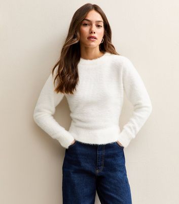 Petite Off White Fluffy Short Jumper