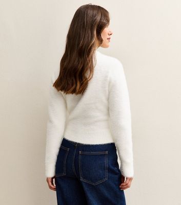 Petite Off White Fluffy Short Jumper