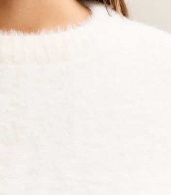 Petite Off White Fluffy Short Jumper