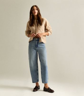 Blue Ankle Grazer Barrel Leg Jeans