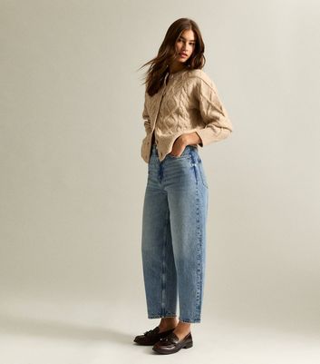 Blue Ankle Grazer Barrel Leg Jeans
