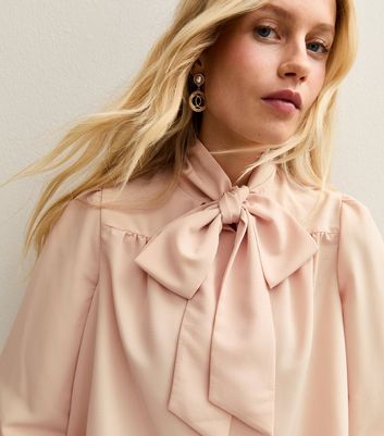 Pink Pussybow Neck Blouse