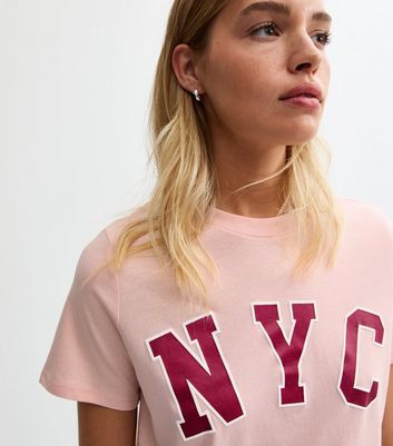 Light Pink NYC Print Oversized T-Shirt